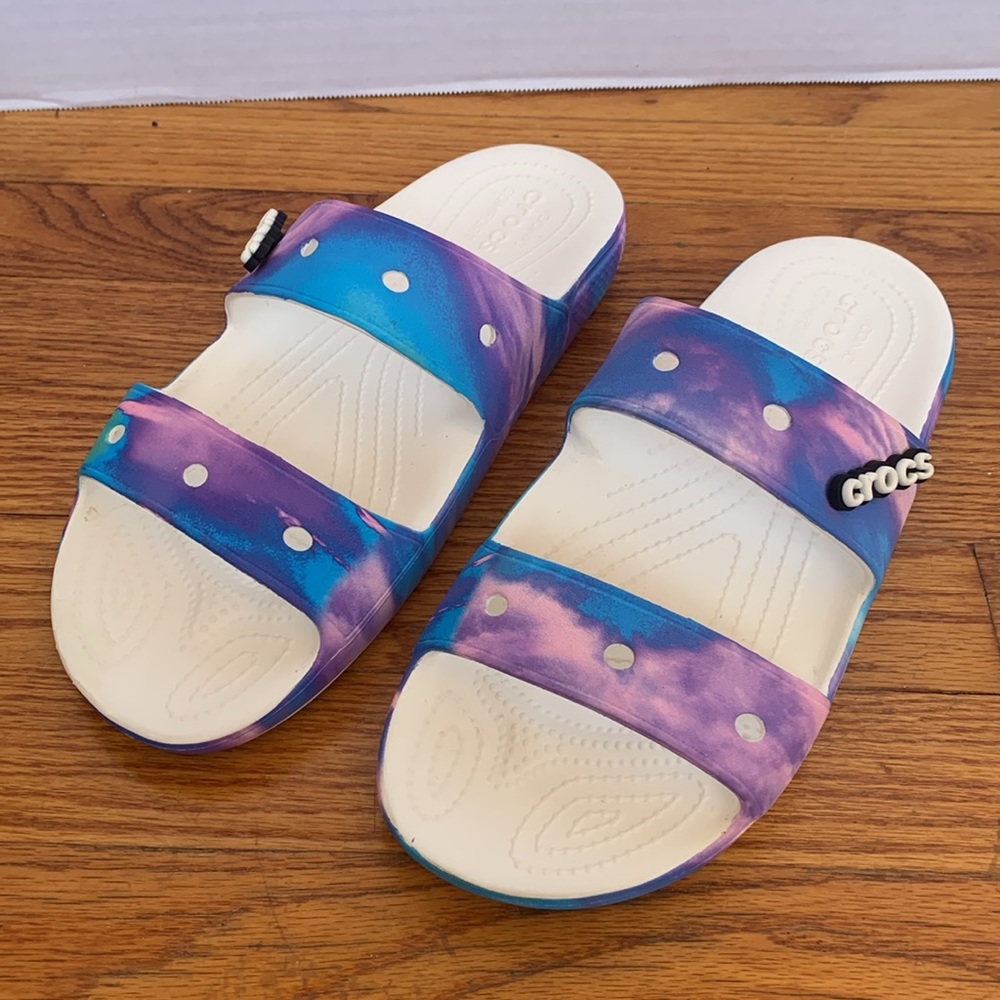Crocs Classic Out Of This World Sandals Women’s 11 Blue and purple tie dye EUC - Picture 5 of 10